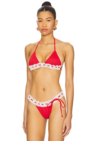 Frankies Bikinis Lana Bikini Top in Red