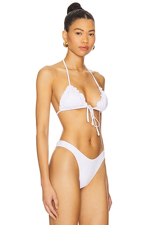Frankies Bikinis Tidal Eyelet Bikini Top in White