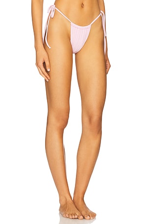 Frankies Bikinis Tia Ribbed Bikini Bottom in Pink