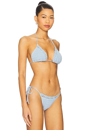 Frankies Bikinis Nick Crochet Bikini Top in Baby Blue