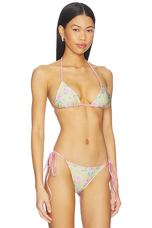 Frankies Bikinis Nick Satin Top in Yellow