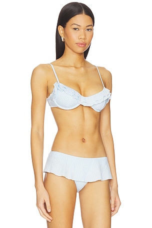 Frankies Bikinis Venus Seersucker Top in Baby Blue