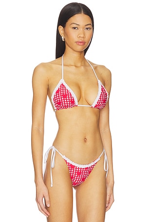 Frankies Bikinis Nick Ruffle Top in Red. Size M. Also