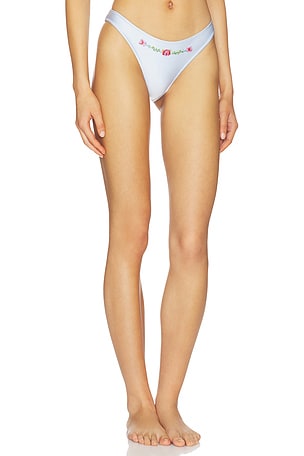 Frankies Bikinis Dove Beaded Satin Bottom in Baby Blue