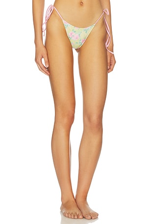 Frankies Bikinis Divine Satin Bikini Bottom in Green,Pink