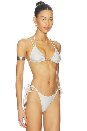 Frankies Bikinis X Jennie Mabel Satin Top in Light Grey