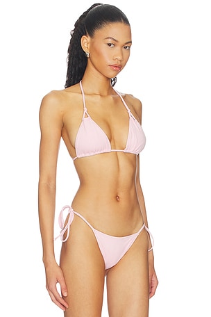 Frankies Bikinis X Paige Lorenze Ari Ribbed Bikini Top in Blush
