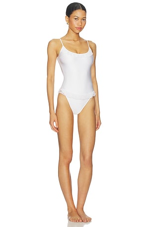 Frankies Bikinis X Paige Lorenze Juliet Satin One Piece in White. Size M. Also