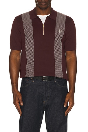 Panel Detail Knitted Polo Shirt Fred Perry