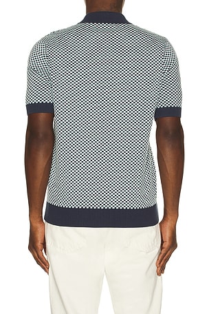 Fred Perry Chequerboard Knitted Polo Shirt in Blue