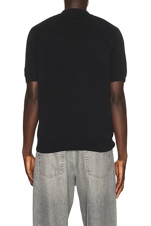 Fred Perry Panel Detail Knitted Polo in Black