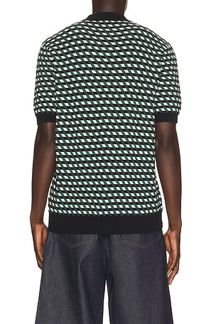 Fred Perry Geometric Knitted Polo in Blue
