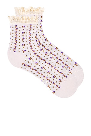 Rosebud Waffle Knit Ankle Socks In Heavenly Pink Free People