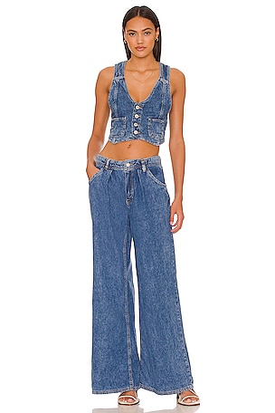 Rider Denim Top And Pant Suit Free People