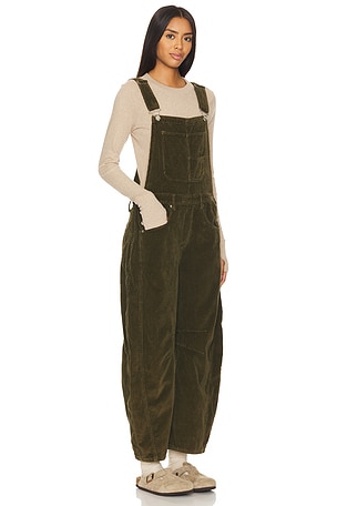 Free People x We The Free Good Luck Cord Overall in Dark Green