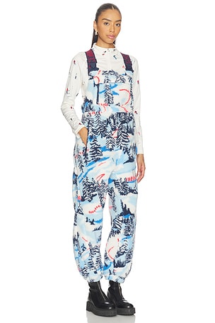 Free People Printed Hit The Slopes Salopette Jumpsuit in Blue,White