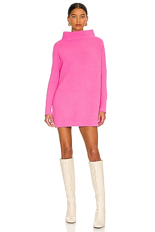 Free People Ottoman Slouchy Tunic Sweater Dress in Electric Pink