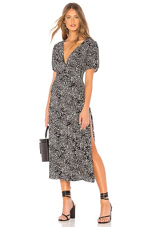 Free People Looking For Love Midi Dress in Black | REVOLVE