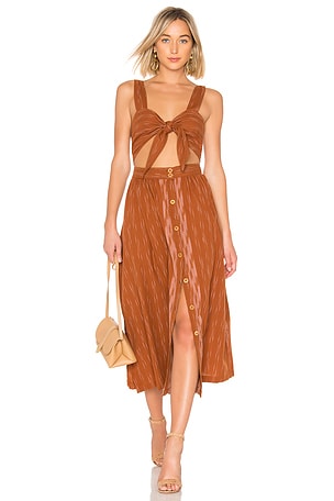 Free People Caldasi Midi Dress in Bronze REVOLVE