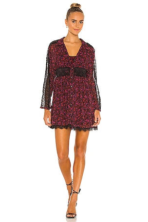 free people sheer romance dress Free People Sheer Romance Mini Dress in Black Combo