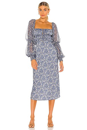 Free People Aglow Midi Dress in Sapphire Combo | REVOLVE