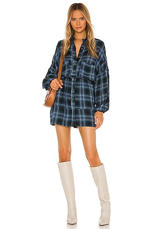 Free People Run With Me high quality Plaid Mini Dress