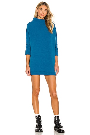 free people blue sweater dress Ocean Free People Long Sleeve Space Dye Henley Style Midi Sweater Dress
