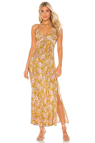 Free People There She Goes Floral Maxi Dress - V-Neck With Back Tie Detail