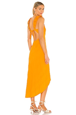 summer in capri midi dress Capria Pleated Milkmaid Midi Dress