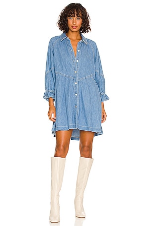 free people bo denim dress Free People Bo Dress - Long Sleeve Denim Dress - Button-Up Dress