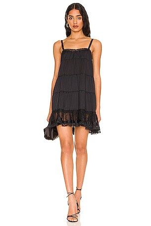 Free People Full Swing Mini Dress in Black Combo | REVOLVE