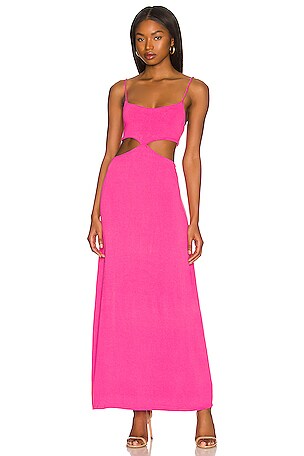 Free People Piper Midi Dress in Fuchsia | REVOLVE