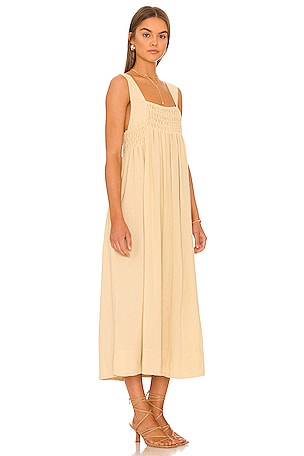 Free People Delphine Midi Dress in Beige