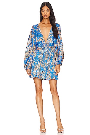 orange and blue mini dress Multicolor Wrap Mini Dress for Women