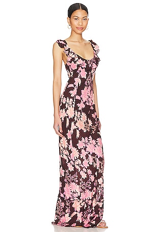 Free People Remind Me Maxi Slip Dress in Chocolate