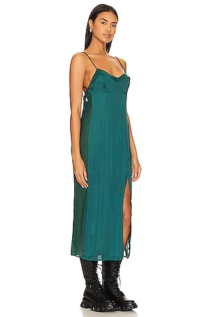 Free People x Intimately FP City Cool Midi Slip In Evergreen in Green