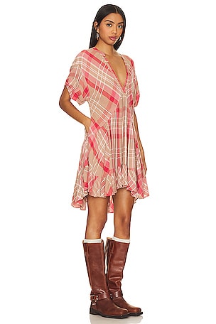 Free People Agnes Plaid Mini in Pink