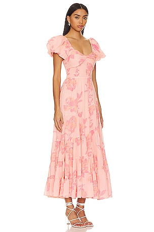 Free People Short Sleeve Sundrenched Maxi Dress In Pinky Combo in Pink