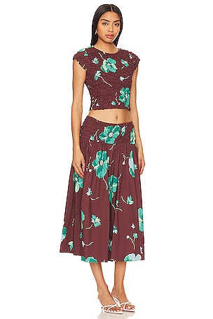 Free People Carino Printed Set in Chocolate