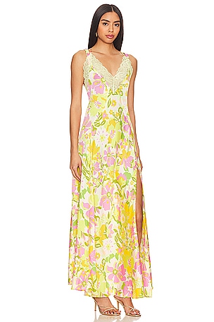 Free People All A Bloom Maxi Dress In Lily Combo in Yellow