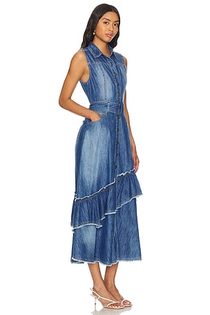 Free People Beau Midi Dress in Blue