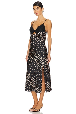 Free People x Intimately FP Gossamer Glow Midi Slip Dress in Black