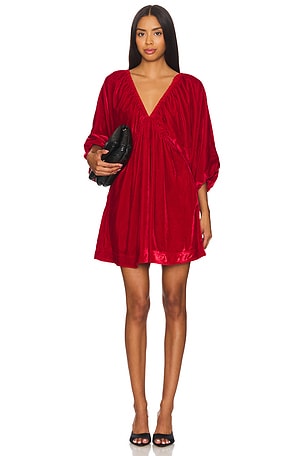 Free People Daphne Velvet Sleeve Dress in Roan Rouge REVOLVE