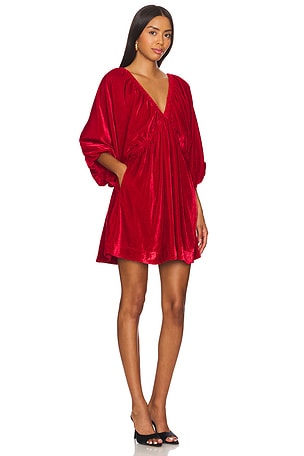 Free People Portia Velvet Mini Dress in Red