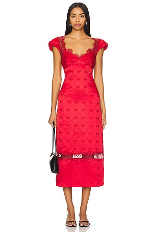 Free People Foolish Heart Midi Dress in Red