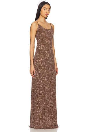 Free People Zoey Printed Maxi Dress in Chocolate