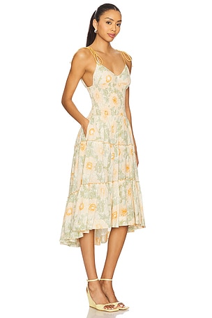 Free People Adriel Midi Dress in Yellow