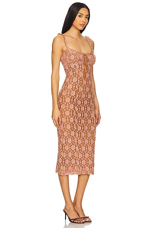 Free People Lucinda Lace Midi Dress in Brown