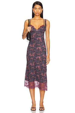 Free People x Intimately Fp Party Crasher Midi Slip Dress in Mauve,Grey