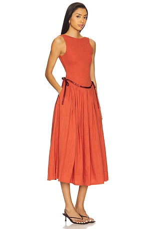 Free People Nightingale Solid Midi Dress in Orange